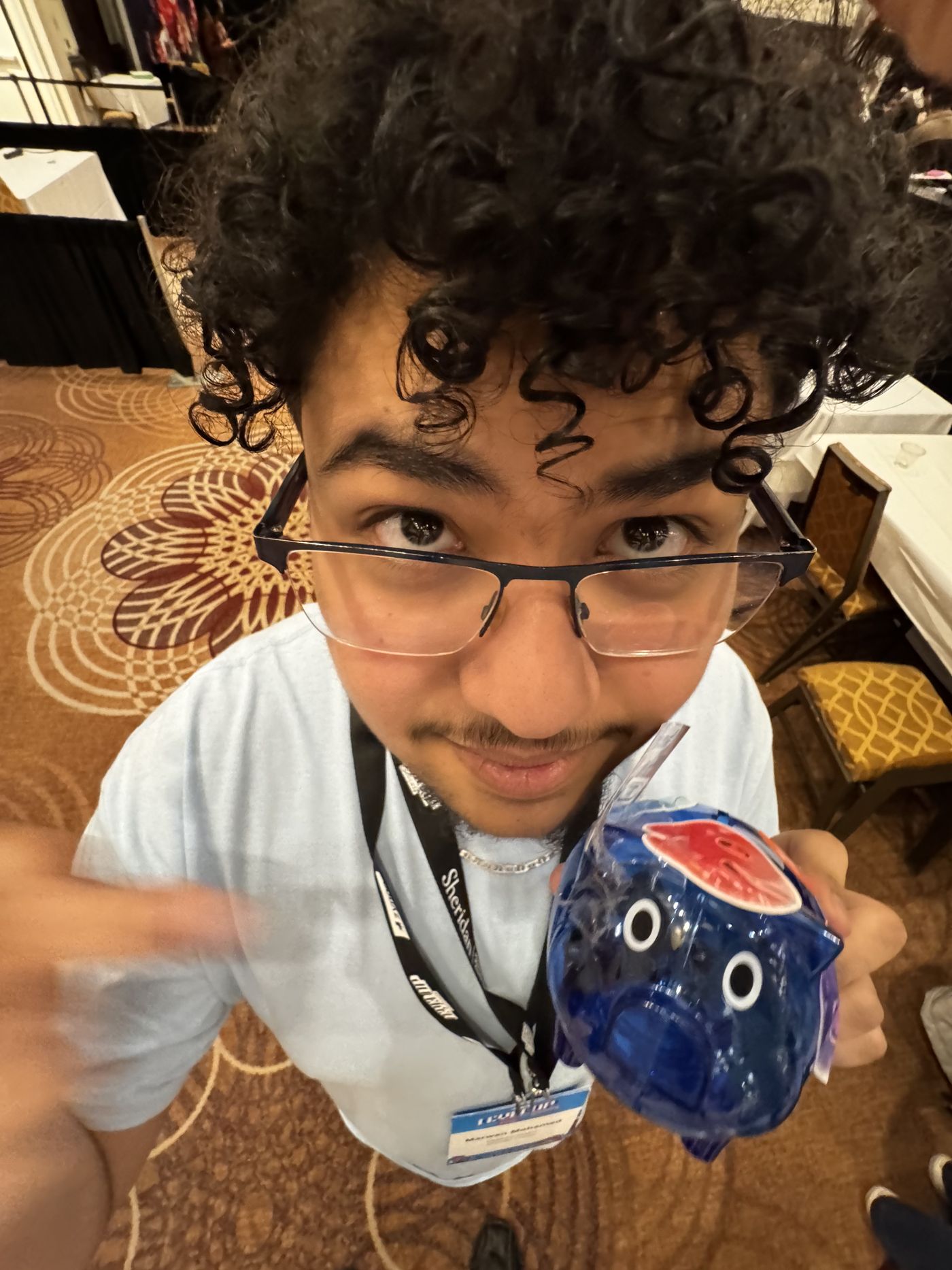 A candid behind-the-scenes moment.